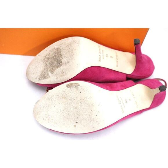 Kate Spade Crown Heels Fuchsia Suede w/ Crystal Bow Pink 8.5 B In Box/Bag $398 - Picture 5 of 12